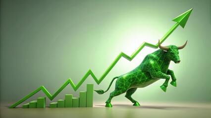 Bull Market Success: Green Upward Trending Stock Chart Graphic