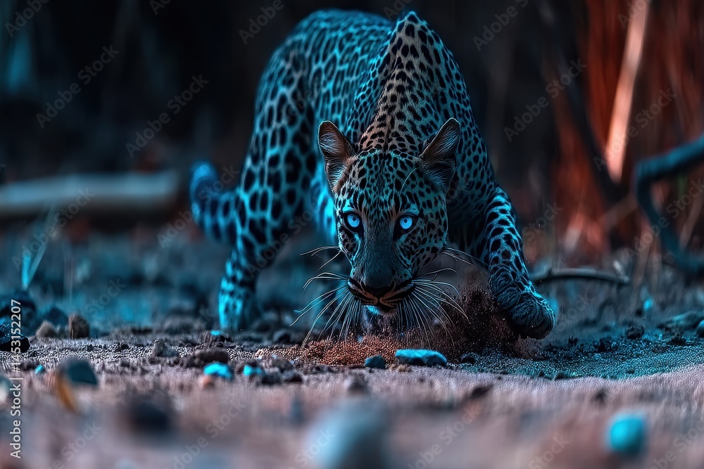 Aufkleber mysterious leopard in a striking wild environment with double exposure effect capturing the essence 