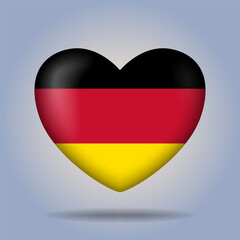Germany flag heart button Isolated on color gradient background. Exclusive Icon flag