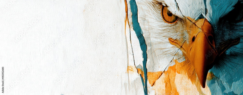 Poster captivating hawk portrait merged with abstract elements in double exposure technique for artistic ex