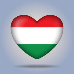 Hungary flag heart button Isolated on color gradient background. Exclusive Icon flag
