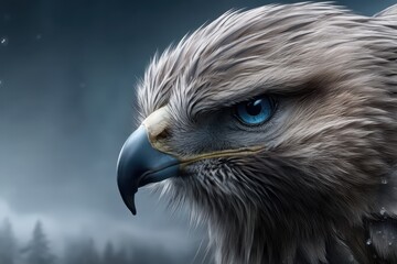 Fototapeta premium Captivating Hawk Portrait with Ethereal Background Captured in Double Exposure Technique