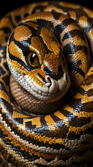 Detailed Close-Up of Ball Python’s Patterned Body