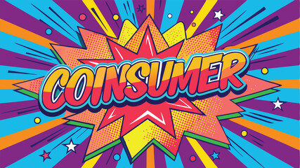 Colorful comic-style vector illustration bursting with dynamic graphics and bold text emphasizing creativity and action