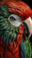 Fototapeta premium Green-Winged Macaw with Curved Beak