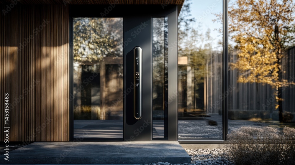 Poster entryway with smart door lock and camera system connected to central appliance hub