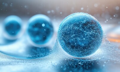 Networked spheres with abstract background.