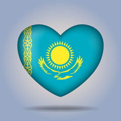Kazakhstan flag heart button Isolated on color gradient background. Exclusive Icon flag