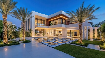 Fototapeta premium Minimalist home with discreet smart appliances blending into sleek white cabinetry