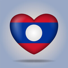 Laos flag heart button Isolated on color gradient background. Exclusive Icon flag