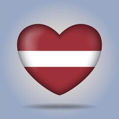 Latvia flag heart button Isolated on color gradient background. Exclusive Icon flag