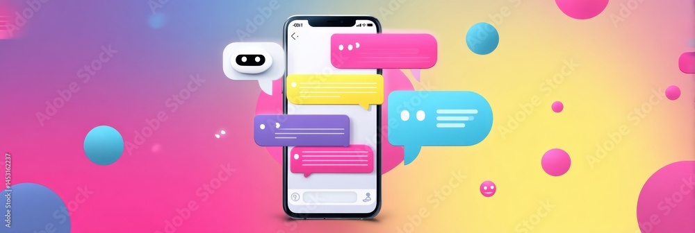 Aufkleber Chatbot Confirms Order Through Colorful User Interface in a Modern Setting Generative AI
