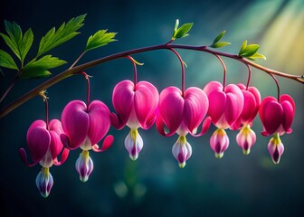 Elegant Bleeding Hearts: Romantic Low-Light Minimalist Flower Photography