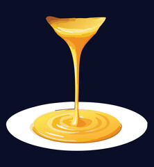 drizzling sauce on plate - vector illustration