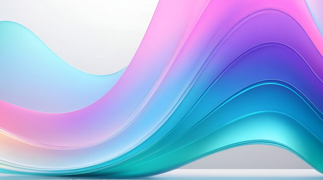 Flowing gradient transparent multilayer glass background, 3d rendering.