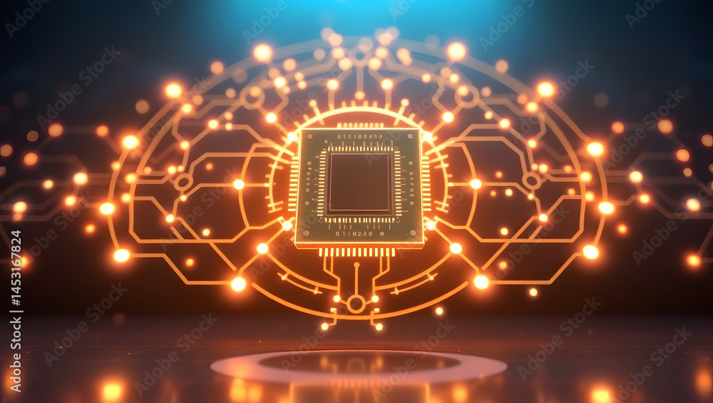 Poster advanced 3d holographic ai chip future of computing technology