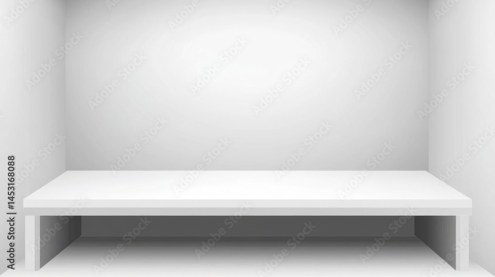 Poster empty white shelf background for product display with clean minimalist theme