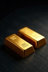 Four gleaming gold bars, textured black background, gold, banking, prosperity