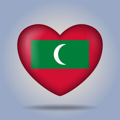 Maldives flag heart button Isolated on color gradient background. Exclusive Icon flag