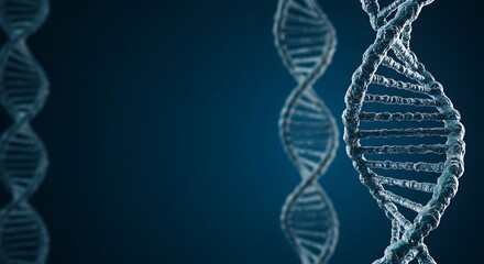 abstract 3d rendering of dna chemical formula on the right side with copy space on the left, medicine and science concept background. ,isolated on bright background, no text, ultra sharp detailed
