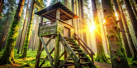 Forest Lookout: Macro View of a Watchtower Guard in Nature