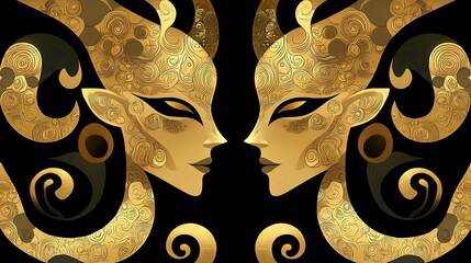 Seamless design featuring Scythian gold motifs reimagined futuristic abstract shapes creating pattern resonates both historical depth modern aesthetics Suitable for unique fabric and wallpaper designs