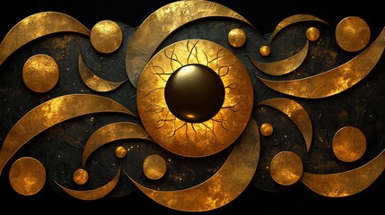 Seamless design featuring Scythian gold motifs reimagined futuristic abstract shapes creating pattern resonates both historical depth modern aesthetics Suitable for unique fabric and wallpaper designs