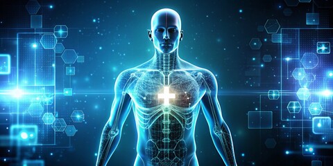 Futuristic Digital Human: Health & Tech Innovation in Low Light