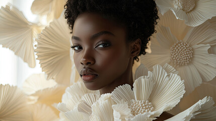 Stylish woman with intricate floral details