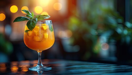 Refreshing Orange Cocktail with Bar.