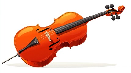 Orange cello, angled view, musical instrument
