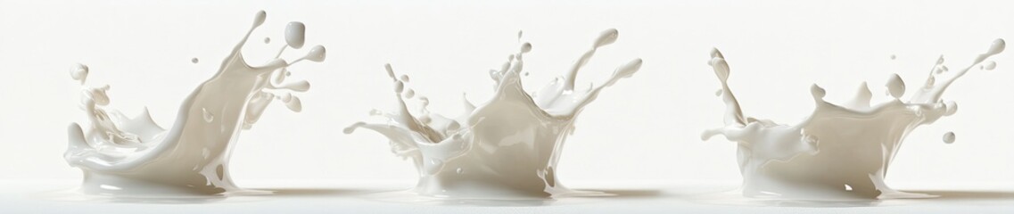 Fluid milk splashes against white background