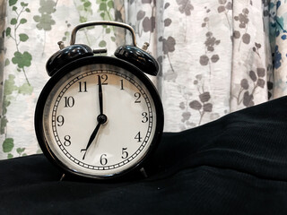 An alarm clock showing the time