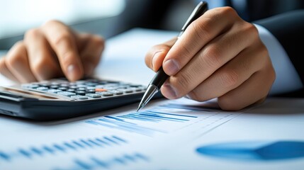 Businessman analyzing financial data.
