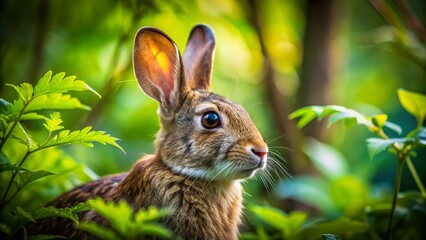 Fototapeta premium Macro Forest Rabbit - Close-up Wildlife Photography