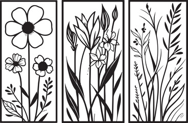 Elegant Botanical Flower Silhouettes 