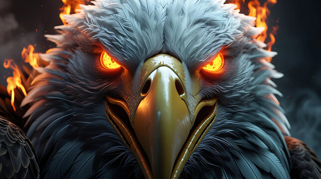 angry eagle face with sharp gaze