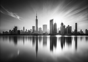 Minimalist Black and White City Skyline Photography