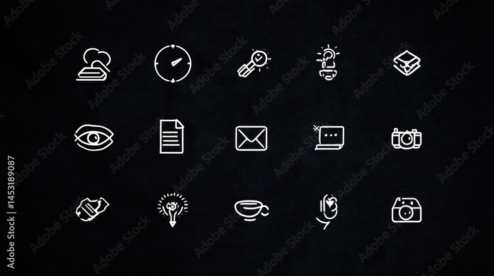 Poster a timeless solidification of universal icons in vector form, perfect for modern design undertaking a