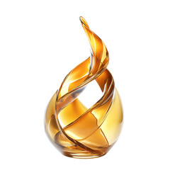 Contemporary Glass Sculpture Gold Logo Isolated on Transparent Background