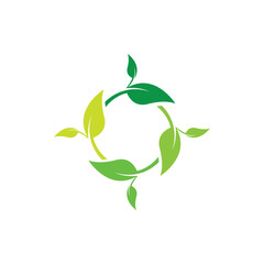 nature leaf circle logo design template