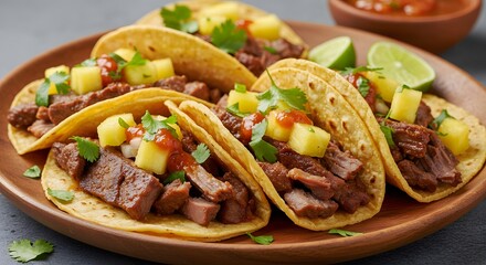 Delicious carne asada tacos with pineapple salsa recipe for a tasty mexican food meal experience today