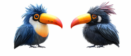 Obraz premium Two Cute Toucans Facing Each Other