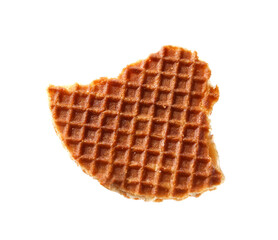 Piece of tasty waffle isolated on white
