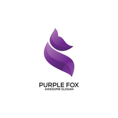 purple fox logo simple design gradient color