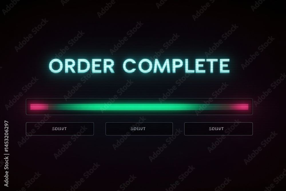Fototapete glowing order complete progress bar with vibrant animation style indicating successful completion of
