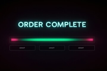 Glowing Order Complete Progress Bar With Vibrant Animation Style Indicating Successful Completion of a Task Generative AI