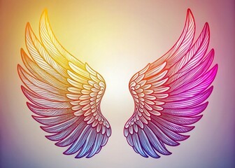 Obraz premium Silhouette Angel Wings Line Art - Spiritual, Celestial, Heavenly, Gothic, Dark Fantasy Stock Photo