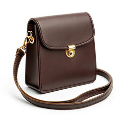 Mini leather shoulder purse on white background