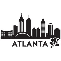 Obraz premium Atlanta Georgia skyline silhouette. Black Atlanta city design Vector Black silhouettes. with white background